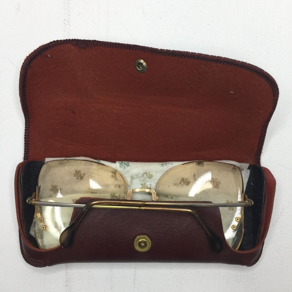 Vintage Nikon Womens Bifocal Reading Glasses NK Yellow Brown Case Cleaning Cloth - Picture 2 of 14